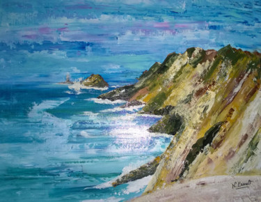 Painting titled "la-pointe-du-raz-ju…" by Nicole Esnault, Original Artwork, Acrylic