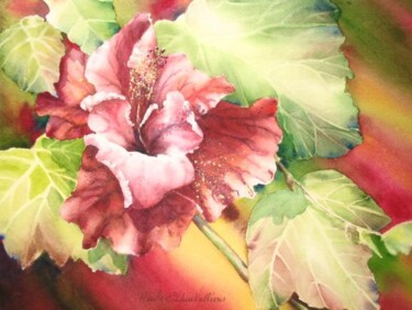 Peinture intitulée "Hibiscus" par Nicole Ethier-Vallières, Œuvre d'art originale