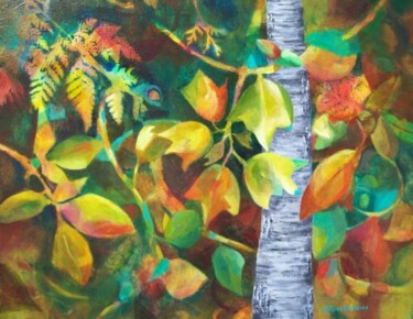 Peinture intitulée "Au coeur de la forêt" par Nicole Ethier-Vallières, Œuvre d'art originale