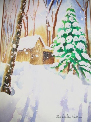 Painting titled "Clin d'oeil hivernal" by Nicole Ethier-Vallières, Original Artwork