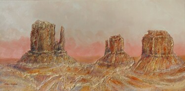 Malerei mit dem Titel "Monuments du désert" von Nicole Ethier-Vallières, Original-Kunstwerk, Acryl