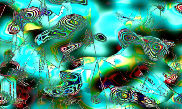 Arts numériques intitulée "la grenouille insom…" par Nicole Gix, Œuvre d'art originale, Peinture numérique