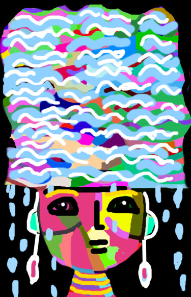 Digitale Kunst getiteld "chapeau d'eau" door Nicole Gix, Origineel Kunstwerk, Digitaal Schilderwerk