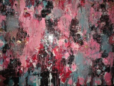 Peinture intitulée "ROSE EN FOLIE" par Nicole Hebert, Œuvre d'art originale, Huile