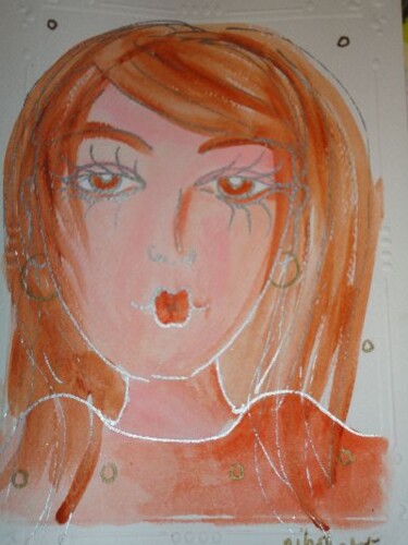 Peinture intitulée "AQUARELLE VISAGE NO…" par Nicole Hebert, Œuvre d'art originale, Huile