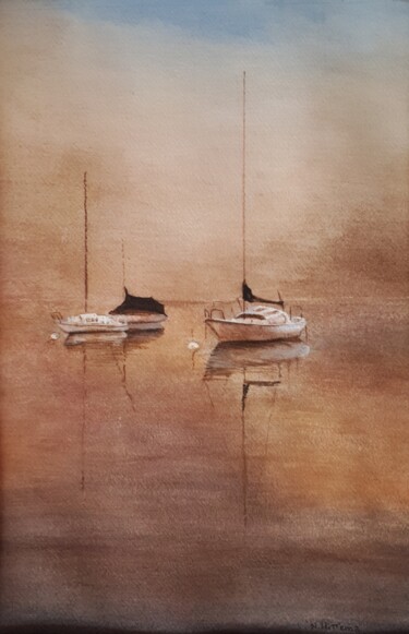 Painting titled "le repos" by Nicole Hittema-Martineau, Original Artwork, Watercolor