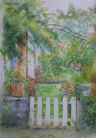 Painting titled "Le jardin d'eden.Pe…" by Nicole Hittema-Martineau, Original Artwork