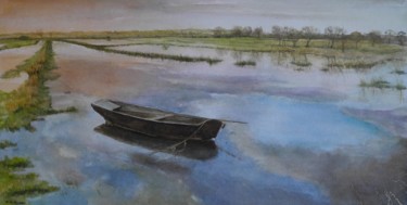 Peinture intitulée "Marais du Cotentin." par Nicole Hittema-Martineau, Œuvre d'art originale, Aquarelle