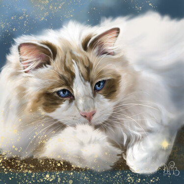 Digital Arts titled "Fluffy" by Nicole Jahan, Original Artwork, Digital Painting