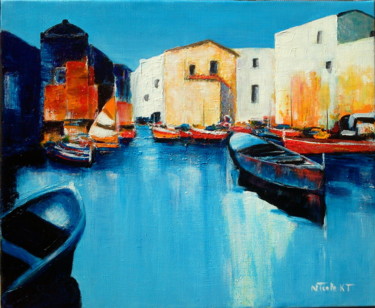 Painting titled "Acrylique port de m…" by Nicole Catté, Original Artwork, Acrylic