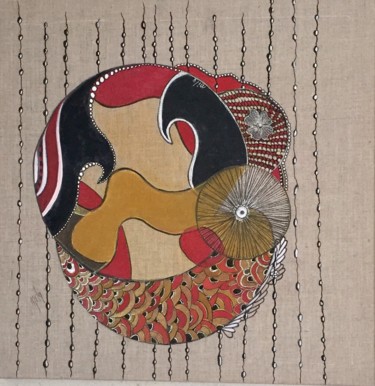Картина под названием "Technique mixte sur…" - Nila, Подлинное произведение искусства, Масло Установлен на Деревянная рама д…