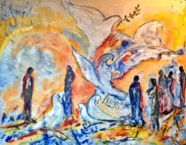 제목이 "La Paix"인 미술작품 Nicole Lairez-Sosiewicz로, 원작, 아크릴 나무 들것 프레임에 장착됨