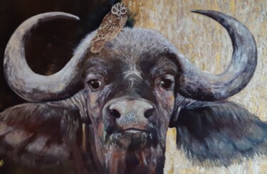 Painting titled "BUFFLE" by Nicole Lavigne, Original Artwork, Oil