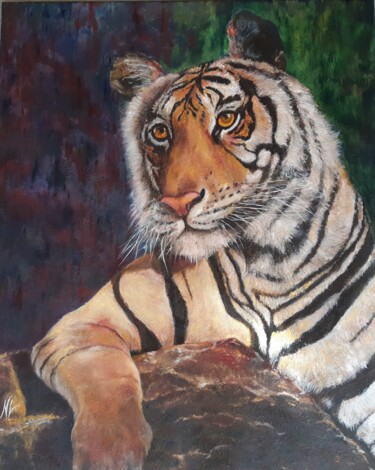 Painting titled "TIGRE" by Nicole Lavigne, Original Artwork, Oil