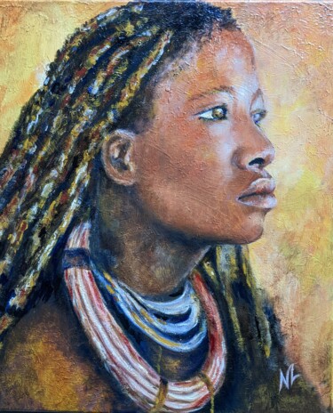 Painting titled "FEMME HIMBA" by Nicole Lavigne, Original Artwork, Oil