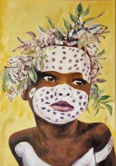 Pintura intitulada "AMINATA" por Nicole Lavigne, Obras de arte originais, Óleo