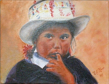 Peinture intitulée "bolivienne.jpg" par Nicole Le Meur, Œuvre d'art originale, Huile