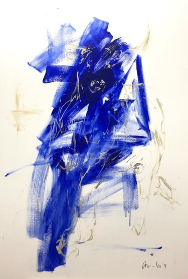 Bull - abstract - blue Malerei mit dem Titel "Bull - abstract - b…" von Nicole Leidenfrost, Original-Kunstwerk, Acryl