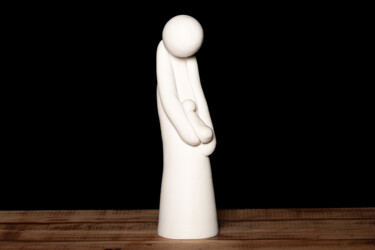 Skulptur mit dem Titel "Les mains qui berce…" von Nicole Lemieux, Original-Kunstwerk, Terra cotta