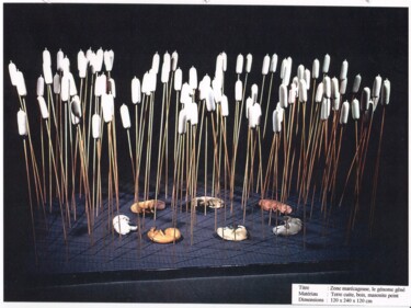 Scultura intitolato "Zone marécageuse, l…" da Nicole Lemieux, Opera d'arte originale, Ceramica