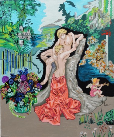 Peinture intitulée "le-rocher-des-amour…" par Nicole Lubrano-Lavadera, Œuvre d'art originale, Huile