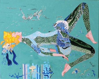 Peinture intitulée "la-belle-sirene" par Nicole Lubrano-Lavadera, Œuvre d'art originale, Huile