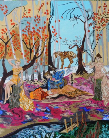Malerei mit dem Titel "la-belle-au-bois-do…" von Nicole Lubrano-Lavadera, Original-Kunstwerk, Öl