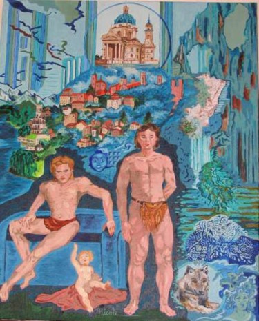 Painting titled "remus-et-romulus" by Nicole Lubrano-Lavadera, Original Artwork, Oil