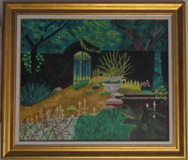 Pintura titulada "vasques-au-jardin" por Nicole Lubrano-Lavadera, Obra de arte original, Oleo