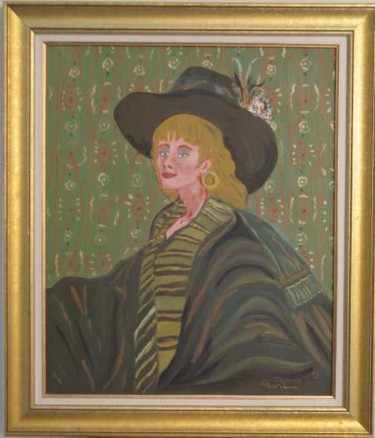 Peinture intitulée "la-dame-au-chapeau" par Nicole Lubrano-Lavadera, Œuvre d'art originale, Huile