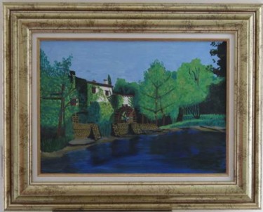 Peinture intitulée "le-moulin-a-eau" par Nicole Lubrano-Lavadera, Œuvre d'art originale, Huile