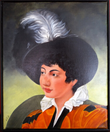Painting titled "garçon" by Nicole Pèpe Gaumier, Original Artwork, Oil Mounted on Wood Stretcher frame