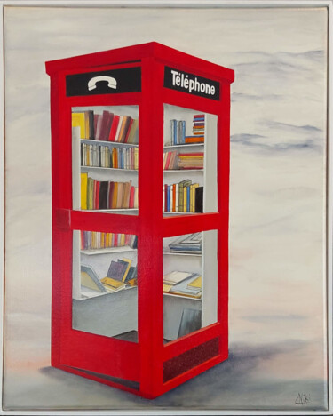 Ζωγραφική με τίτλο "Allo les livres" από Nicole Pèpe Gaumier, Αυθεντικά έργα τέχνης, Λάδι Τοποθετήθηκε στο Ξύλινο φορείο σκε…