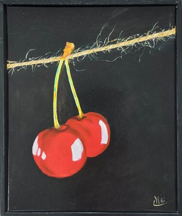 Painting titled "deux cerises" by Nicole Pèpe Gaumier, Original Artwork, Oil