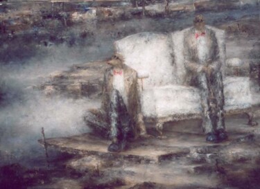 Painting titled "sofa blanc" by Nicole Pfund Nicolepfund Com, Original Artwork