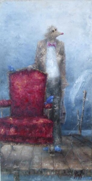 Painting titled "fauteuil bordeau" by Nicole Pfund Nicolepfund Com, Original Artwork