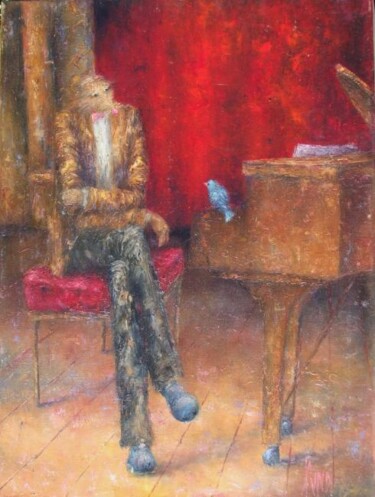 Peinture intitulée "piano rouge" par Nicole Pfund Nicolepfund Com, Œuvre d'art originale