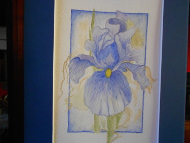 Painting titled "iris bleu" by Nicole Quillec, Original Artwork