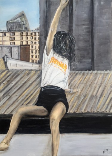 Painting titled "Sur les toits" by Nicole Rameau (NIKY), Original Artwork, Acrylic