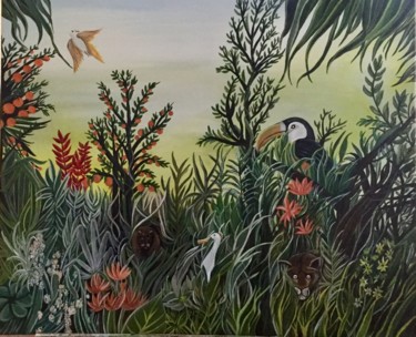 Pintura intitulada "Jungle Rousseau" por Nicole Rameau (NIKY), Obras de arte originais, Acrílico