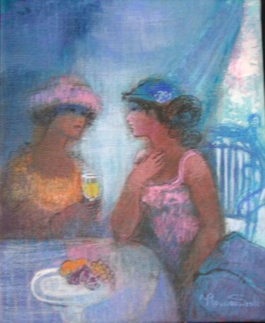 Painting titled "La conversation" by Nicole Rousseau-Grolée, Original Artwork, Oil