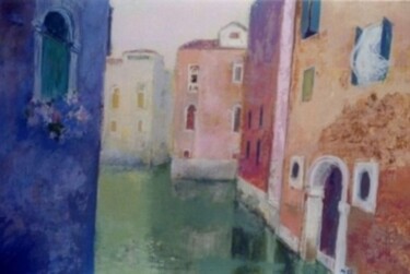 Peinture intitulée "Venise rose" par Nicole Rousseau-Grolée, Œuvre d'art originale