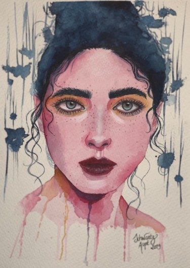 Painting titled "L’éclat" by Nicole Schwartz Aupt, Original Artwork, Watercolor