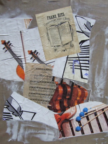 Collages intitolato "fond-musical.jpg" da Nicole Sebille, Opera d'arte originale