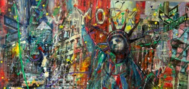 Peinture intitulée "NEW YORK" par Nicole Sebille, Œuvre d'art originale, Acrylique Monté sur Châssis en bois