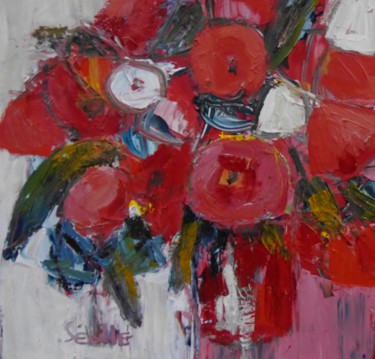 Peinture intitulée "bouquet rouge" par Nicole Sebille, Œuvre d'art originale, Acrylique