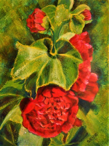 Pintura intitulada "Rose trémière à l'A…" por Nicole Severini (SEVE), Obras de arte originais, Acrílico