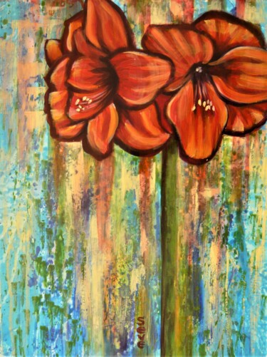 Malerei mit dem Titel "L'amaryllis #artist…" von Nicole Severini (SEVE), Original-Kunstwerk, Acryl