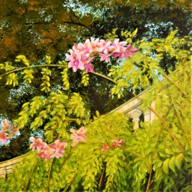 Painting titled "Dans les jardins de…" by Nicole Severini (SEVE), Original Artwork, Acrylic Mounted on Wood Stretcher frame