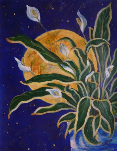 Painting titled "Fleur de lune ou sp…" by Nicole Severini (SEVE), Original Artwork, Acrylic